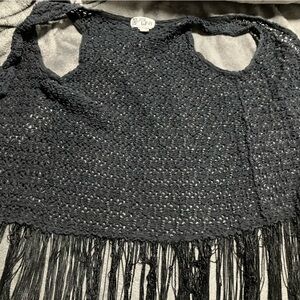 Black knit throw over